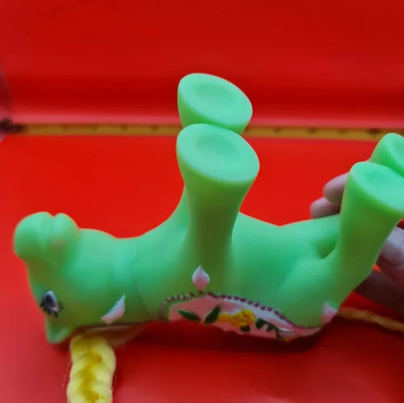 Gigo Carousel Circus Pony Green Flowers Merry Go Round Yellow Mane Tail Vintage - Picture 5 of 7